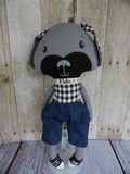 Puppy Dog, Gray, Boy, Black/White Checked