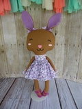 Bunny, Brown, Girl, Purple Floral