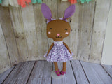 Bunny, Brown, Girl, Purple Floral