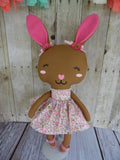 Bunny, Brown, Girl, Pink/Purple Floral