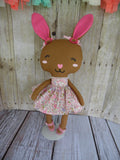 Bunny, Brown, Girl, Pink/Purple Floral