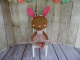 Bunny, Brown, Girl, Pink/Purple Floral