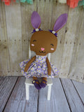 Bunny, Brown, Girl, Purple with Daises