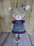 Kitty Cat - Gray Girl - Turquoise/Purple Paisley