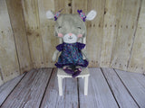 Kitty Cat - Gray Girl - Turquoise/Purple Paisley