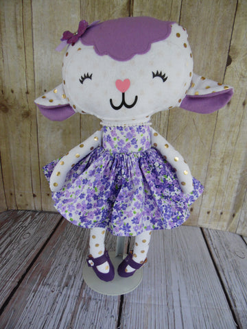 Lamb, Girl, White/Gold; White/Purple Floral