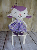 Lamb, Girl, White/Gold; White/Purple Floral