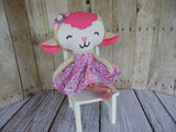 Lamb, Girl, White/Gold; Purple/Pink Floral