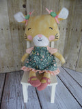 Kitty Cat - Orange Girl - Turquoise Floral Print Dress