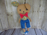 Bunny, Brown, Boy, Checked Body/Blue Shorts