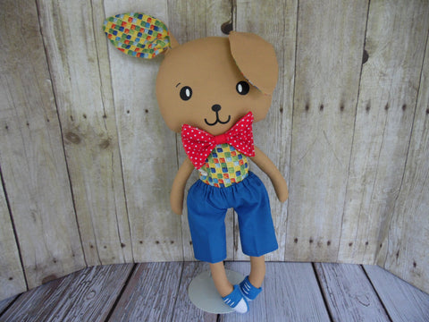 Bunny, Brown, Boy, Checked Body/Blue Shorts