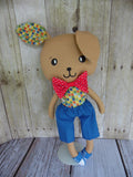 Bunny, Brown, Boy, Checked Body/Blue Shorts