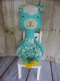 Llama, Girl, Turquoise, Daisy Print