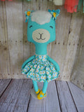 Llama, Girl, Turquoise, Daisy Print