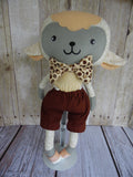Lamb, Boy, White/Gold; Tan with Brown Shorts