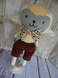 Lamb, Boy, White/Gold; Tan with Brown Shorts