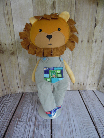 Lion, Boy, Orange, Blue/White Dungarees