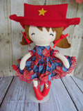 Cowgirl, White, Blue/Red Bandana Print