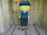 Boy Doll, White, Yellow Hair, Blue Shirt/Denim Overalls