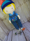 Boy Doll, White, Yellow Hair, Blue Shirt/Denim Overalls