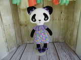 Panda, Girl, Purple Floral Print Dress