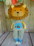 Lion, Boy, Orange, Blue/White Mario Dungarees