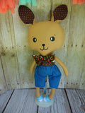 Bunny, Brown, Boy, Brown Polka Dot/Blue Shorts