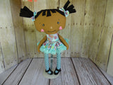 Raggedy Anne, Dark, Blue Floral Print