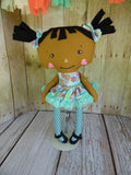 Raggedy Anne, Dark, Blue Floral Print
