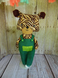 Kitty Cat - Tan/Brown Boy - Green Overalls