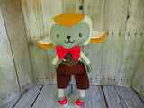 Lamb, Boy, White/Gold; Polka Dot with Brown Shorts