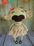 Puppy Dog, Tan, Girl, Tan Butterfly Print