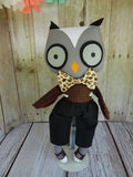 Owl, Boy, Gray, Brown Body/Black Shorts