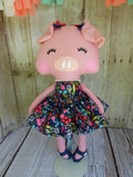 Pig, Pink, Girl, Navy Floral Print Dress