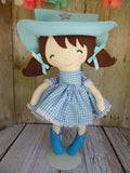 Cowgirl, White, Blue Checked
