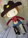Cowboy, White, Red/Black Checked Shirt, Black Hat