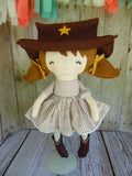 Cowgirl, White, Brown Checked