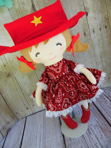 Cowgirl, White, Red Bandana Print