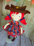 Cowgirl, White, Red/Blue Bandana Print