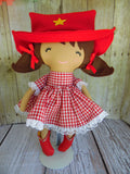Cowgirl, Tan, Red Checked Print