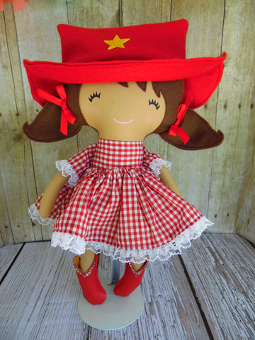 Cowgirl, Tan, Red Checked Print