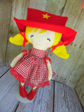 Cowgirl, White, Red Checked Print