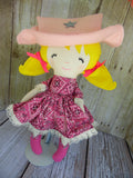 Cowgirl, White, Pink Bandana Print