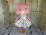 Pig, Pink, Girl, White Floral Print Dress