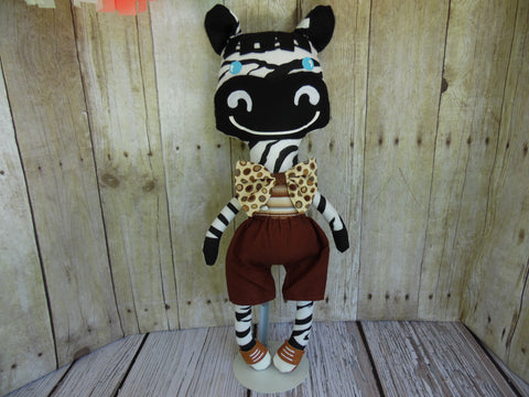 Zebra, Boy, Brown/Gray Stripes, Brown Shorts