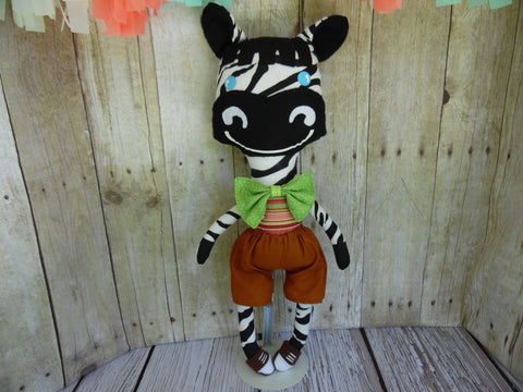 Zebra, Boy, Brown/Pink Stripes, Brown Shorts