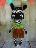 Zebra, Boy, Brown/Pink Stripes, Brown Shorts