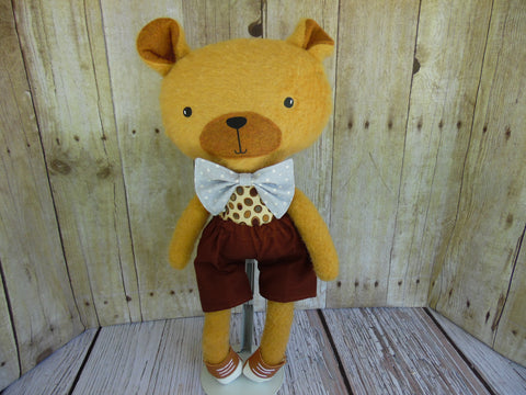 Bear, Tan, Boy Brown Shorts/Polka Dot