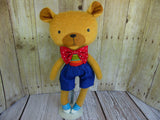 Bear, Tan, Boy Blue Shorts - Red/Blue/Green Striped