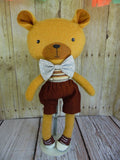 Bear, Tan, Boy Brown Shorts - Brown/Gray Striped